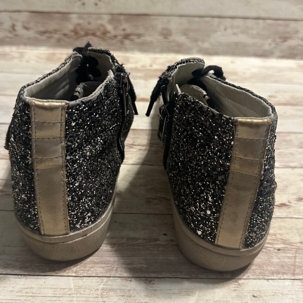 ShuShop Pia Glitter High Top Sneakers Women's Size 10 Shoes Silver Gold Metallic - Picture 2 of 8